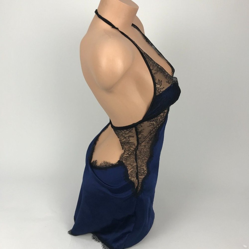 VICTORIA'S SECRET Satin & Lace Halter Nightgown Chemise Slip Dress Nightie Sz S - Picture 4 of 6